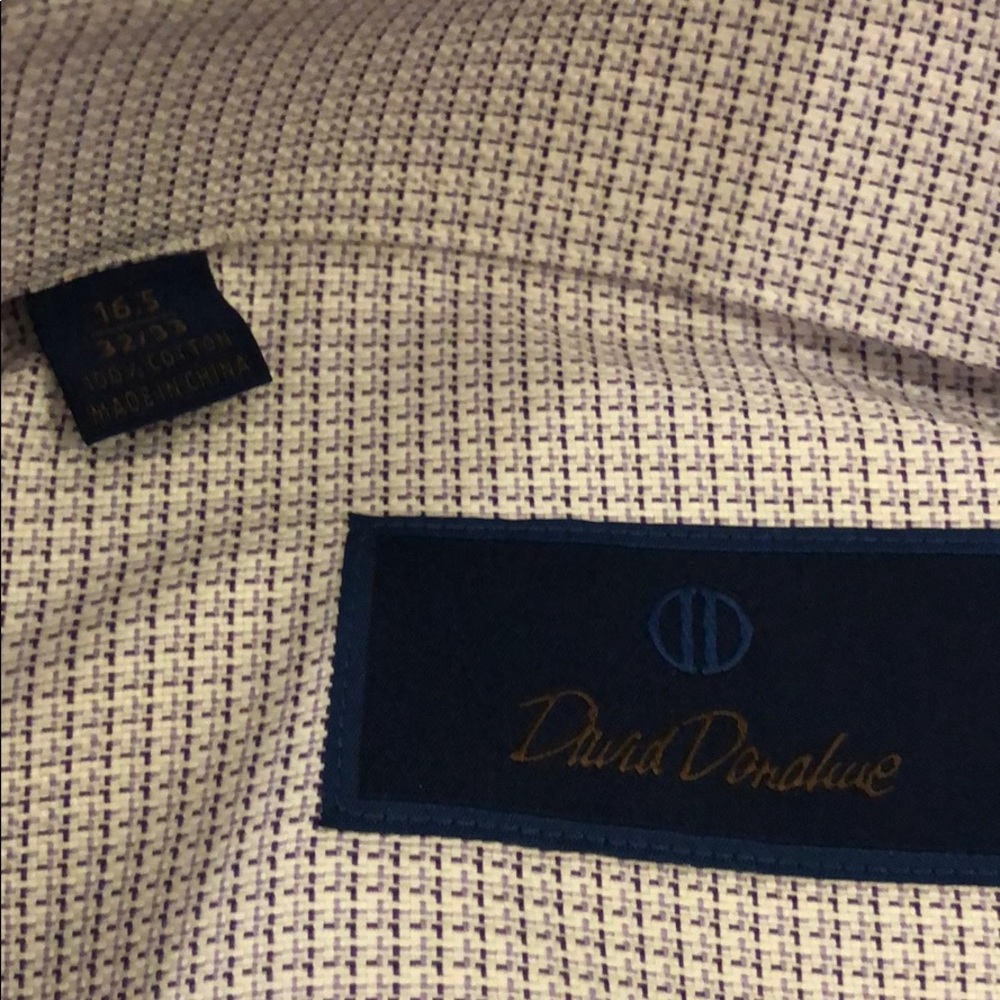 David Donahue Purple and White Dress Shirt